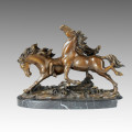 Animal Bronze Sculpture Chevaux Running Statue en laiton Tpal-022